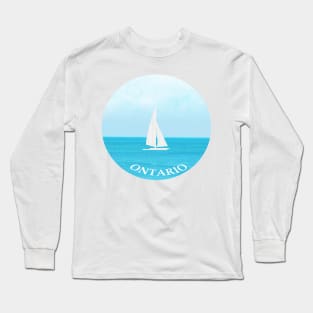 Fun Sailing in a white sailboat in the pretty blue lake in Ontario Canada Long Sleeve T-Shirt